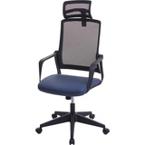 MCW Bürostuhl MCW-J52, Drehstuhl Schreibtischstuhl, ergonomisch Kopfstütze, Kunstleder blau-grau