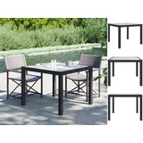 vidaXL Gartentisch 90x90x75 cm Gehärtetes Glas Poly Rattan Schwarz