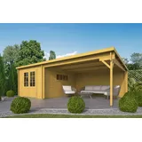 40 mm Gartenhaus + Anbau BRAUN 7x4 m Gerätehaus Blockhaus Schuppen Holz 700x400
