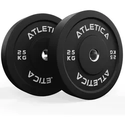 ATLETICA Bumper Plates | Paar | 2x25kg | Ø 50 mm Edelstahlring | Härtetyp 90 EINHEITSGRÖSSE