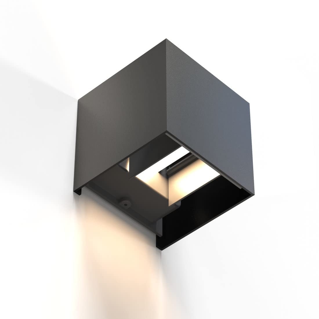 Hama LED Wandleuchte (WLAN Lampe für innen und außen IP 44, Smart Home Lampe steuerbar per App und Sprache, dimmbar 2700 K – 6500 K, smarte Lampe mit einstellbarem Abstrahlwinkel, Metall) schwarz