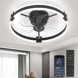 Deckenventilator Mit Beleuchtung,50cm Deckenventilator Mit Licht Und Fernbedienung,50W LED Dimmbare Lampe Mit Ventilator,DC,Timer,Reversibel Deckenlampe Mit Ventilator Für Schlafzimmer Wohnzimmer