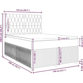 vidaXL Boxspringbett mit Matratze Taupe 140x200 cm Stoff