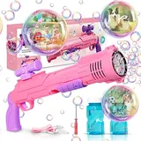 Panacare Seifenblasenpistolen, Seifenblasenmaschine Gun Kinder 4000+ Blasen/Minute mit 130ML Seifenblasenlösung, Blasenspielzeug Geschenk für Kinder/Geburtstag/Party, Bubble Gun