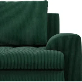 mebligo U-Sofa mit Schlaffunktion Foresta, 2 Chaiselongues, Cord - Dunkelgrün - Grün