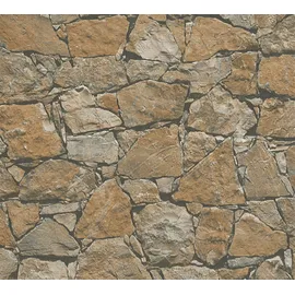 A.S. Création Tapete Stein-Optik Braun Beige und Schwarz 53 cm x 10,05 m AS-958631