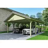 SKANHOLZ Skan Holz Wallgau - Satteldach Doppelcarport Breite 620 cm Gr. 0,5 - 620 x 500 cm Dachlattung nussbaum