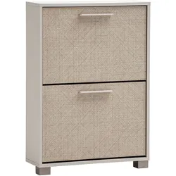 Tchibo - Schuhschrank »Edno« cremebeige mit Canasta-Dekor - 59,8x19,5x85,2cm - beige - Holz / Kunststoff / Metall