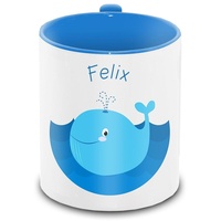 Tasse mit Namen Felix und Motiv mit Wal für Jungs | Keramik-Tasse | Kinder-Tasse