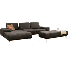 W.Schillig Eckcouch Leder 3-Sitzer Grau