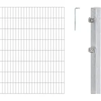 GAH Alberts Alberts Doppelstabmattenzaun als 14 tlg. Zaun-Komplettset | feuerverzinkt | Höhe 160 cm Länge 12 m - Grau