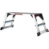 Wiltec Leiter - Gerüst, Alu Arbeitsplattform klappbar, mobile Arbeitsbühne 95 x 30 cm Arbeitsfläche, Tritthocker für Trockenbau, tragbarer Gerüstturm