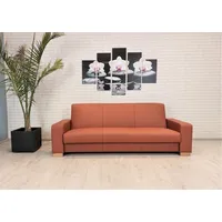 Braunes Echtleder Sofa Couch Atlanta mit Schlaffunktion + Bettkasten Echt Leder