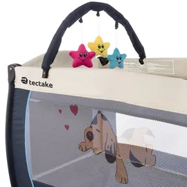 Tectake tectake® Kinder Reisebett, klappbar und höhenverstellbar, 2 Rollen mit Bremsen, inklusive Tragetasche, 132 x 75 x 104 cm