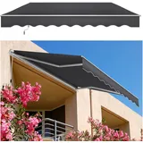 Aufun Manuelle Gelenkarmmarkise Markise Balkon aus Alu und Polyester, Einziehbar Sonnenschutz Markisenabdeckung mit Handkurbel, Wasserdicht Anti-UV für Balkon Terrasse Außen(300x250 cm, Dunkelgrau)