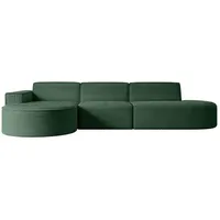 Altdecor Ecksofa Grün, Textil, 3-Sitzer, Ottomane links, L-Form Corner