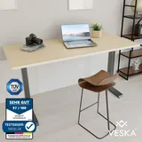 veska Höhenverstellbarer Schreibtisch (140 x 70 cm) - Sitz- & Stehpult - Bürotisch Elektrisch Höhenverstellbar mit Touchscreen & Stahlfüßen - Anthrazit/Bambus