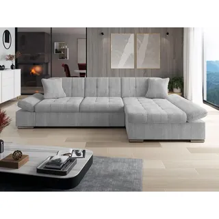 MIRJAN24 Ecksofa Malwi Cord, mit Schlaffunktion und Bettkasten, mit Regulierbare Armlehnen, L-Form grau