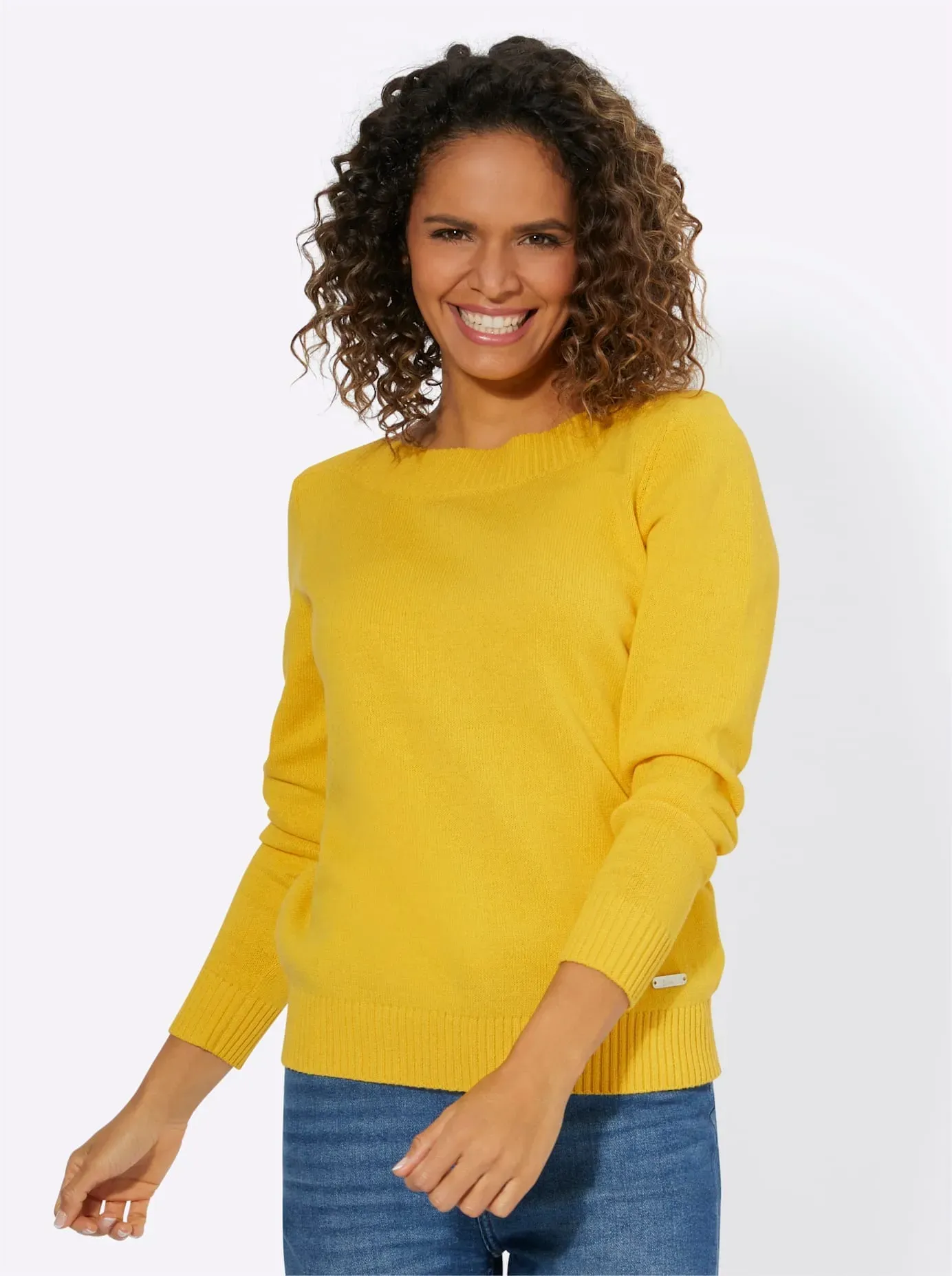 Strickpullover CASUAL LOOKS "Pullover" Gr. 40, gelb (ocker) Damen Pullover