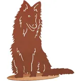 Hund Lassy Collie 80x60cm auf Platte Edelrost Gartendeko Wetterfest Rost Metall Rostfigur Hunde Figur Tier von Steinfigurenwelt