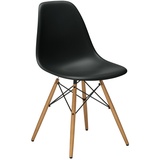 Vitra Stuhl Eames Plastic Side Chair RE 83x46.5x55 cm tiefschwarz, Gestell:  eichefarbig, Designer Charles & Ray Eames