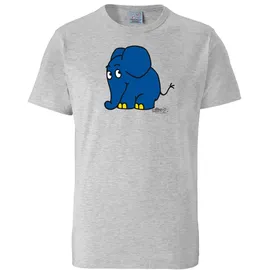 LOGOSHIRT T-Shirt "Sendung mit der Maus - Elefant", Herren, Gr. L, grau (grau, meliert), 95% Baumwolle, 5% Viskose, unifarben, normal, Rundhals, Shirts T-Shirt, mit coolem Print