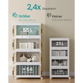 Songmics Organizer auf Rollen, 4 Ebenen, Boxen mit Deckel,