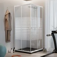 Idralite quadratisch Duschkabine Weiß 80x80 cm H185 mit Milchglas Streifen mod. Blanc