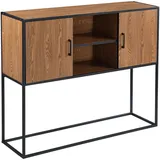 [en.casa] Sideboard Motala mit Ablage und Schranktüren Dunkler Holzton/Schwarz