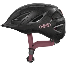 ABUS Urban-I 3.0 - Fahrradhelm mit Rücklicht, Schirm und Magnetverschluss - für Damen und Herren - Schwarz mit Blumen-Muster, Größe L