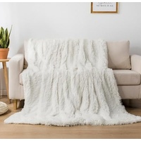 Cotton Market Decke 220x240 cm – Zweiseitig Tagesdecke – Kuscheldecke Flauschig für Wohnzimmer und Schlafzimmer – Sofadecke Blanket - Sofa Überwurfdecke – Felldecke Creme
