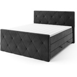 Roller Boxspringbett - schwarz - H2 - mit Bettkasten - 180x200 cm