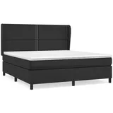 vidaXL Boxspringbett mit Matratze Schwarz 160x200 cm Kunstleder