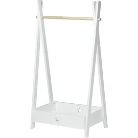 [en.casa] Garderobe + Kleiderhaken, Laxe 126x73x43 cm Weiß/Natur