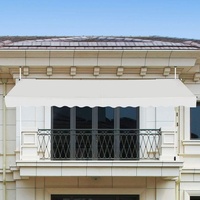 250 x 180 cm Klemmmarkise mit Handkurbel, Balkonmarkise ohne Bohren, Höhenverstellbare Markise, Sonnenschutz Markise für Terrasse Balkon Veranda ...