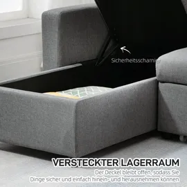 Homcom Ecksofa mit Schlaffunktion Stauraum Schlafsofa mit Chaiselongue L-Form