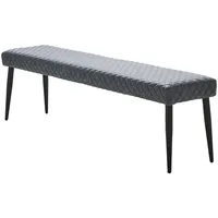 möbelando Sitzbank aus Grau PU in Grau mit Absetzungen in Metall Schwarz Lackiert (B/H/T: 160x46x34 cm) grau