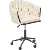Beliani Drehstuhl Rosa Stoffbezug Zopfgeflecht Höhenverstellbar Drehbar mit Armlehnen Sicherheitsrollen Modern Glamourös für Schminktisch Schrei... - Beige/Schwarz