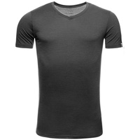 Kaipara - Merino Sportswear Funktionsshirt Merino Shirt Herren Kurzarm Slimfit V-Neck 150 (1-tlg) aus reiner Merinowolle Made in Germany schwarz XXL