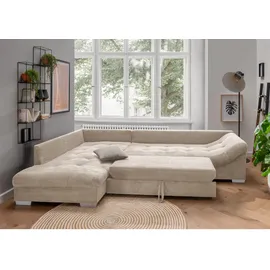 luma-home Ecksofa mit Schlaffunktion, Wellenunterfederung, gemütliches L-Sofa 298 x 202 cm, Wohnzimmer, Sofas / Couches, Wohnlandschaften, Ecksofas