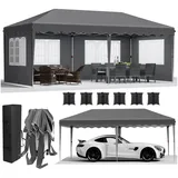 TLGREEN Faltpavillon 3x6 wasserdicht Pavillon, Partyzelt, mit 4 Seitenteilen, Wasserdicht Stabil Winterfest, Gartenpavillon, UV-Schutz 50+