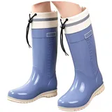 Generisch Barfuß Gummistiefel Damen Wasserfeste Stiefel Damen Regenstiefel mit Halbhoher Wade – Faltbare Gummistiefel mit Verstellbarem Schaft,Rutschfester Sohle,Leichte Schuhe Wasserdicht - 39 EU