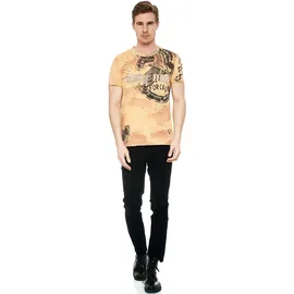 RUSTY NEAL T-Shirt RUSTY NEAL, Herren, Gr. 3XL, braun (camelfarben), 100% Baumwolle, bedruckt, normal, Rundhals, Shirts T-Shirt, mit eindrucksvollem Print
