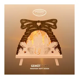 Weigla Lichterbogen Kerzen, Dekolampe, NATUR-BRAUN, Made in Germany (1-tlg), Erzgebirge garantiert, Weihnachtsdeko Innen, Weihnachtsbeleuchtung beige|braun