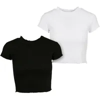URBAN CLASSICS Cropped Kurzarm-T-Shirt 2 Einheiten Black / White