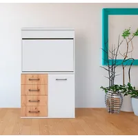 Priess Sekretär "Lissabon", braun (lichtweiß, astkernbuche), B:82cm H:139cm T:38cm, Sekretäre, Sekretär