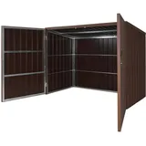 Wpc-fahrradgarage Hhg 054, Geräteschuppen Fahrradbox, Metall Holzoptik Abschließbar 2 Räder 172x213x112cm Braun