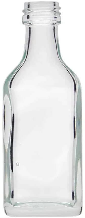 20 ml Fiaschetta tascabile, rettangolare, vetro, imboccatura: PP 18
