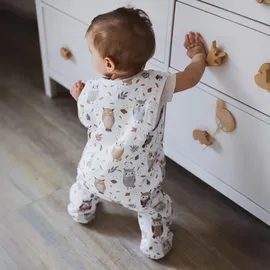 TupTam Schlafsack mit Füßen Baby 2,5 TOG aus Baumwolle, OEKO-TEX zertifiziert, Farbe: eule beige pastellblau, Größe: 68-74 - 68-74