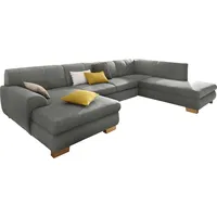 Wohnlandschaft HOME AFFAIRE "Nika zeitlos und elegant, viel Platz, U-Form", silber, B:347cm H:78cm T:84cm, Struktur fein (100% Polyester);MELROSE/Struktur (100% Polyeter/ 85%Polyester, 15% Polyacryl), Sofas, Wohnlandschaft, Wohnlandschaft, MELROSE/Struktur oder Struktur fein